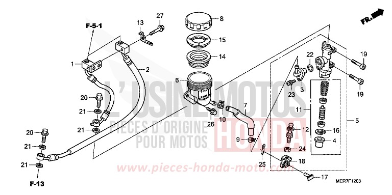 REAR BRAKE MASTER (CBF600SA8/NA8) for CBF600N ABS PEARL NIGHTSTAR BLACK (NHA84) from 2008